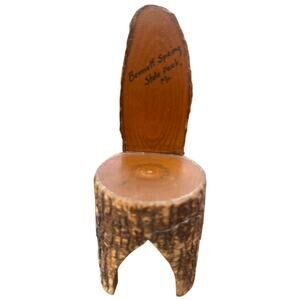🪵 Bennett Spring MO Log Slice Mini Chair Rustic Souvenir Vintage Cabin Decor
